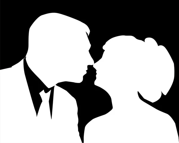 White silhouette of a loving couple — Stock Vector