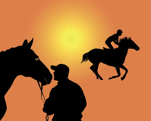 Paardensport op een oranje achtergrond — Stockvector