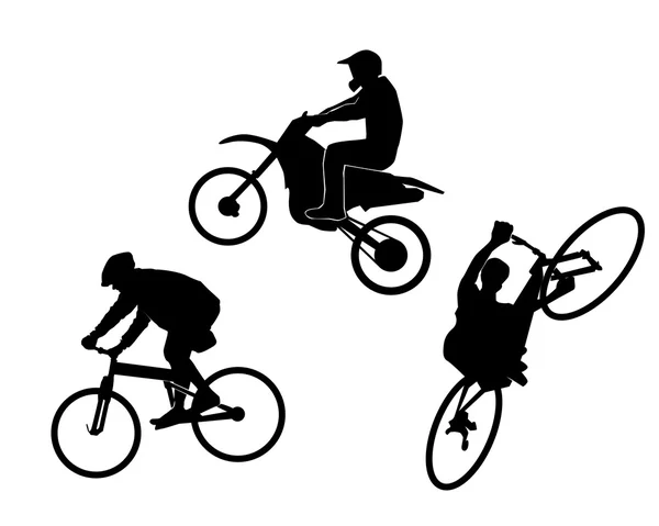 自行车一辆摩托车在白色背景上 — 图库矢量图片