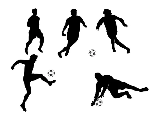 Silhouettes noires de football — Image vectorielle