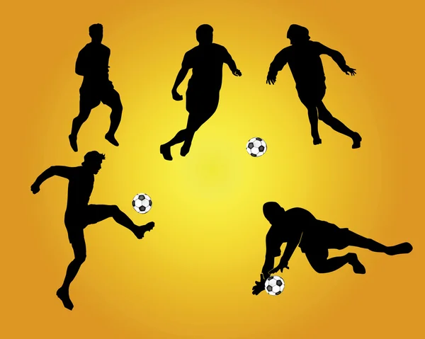 Siluetas de fútbol — Vector de stock