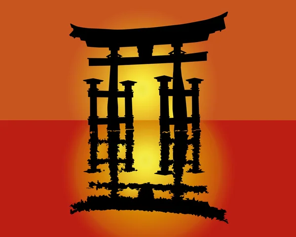Itsukushima torii ángulo — Vector de stock