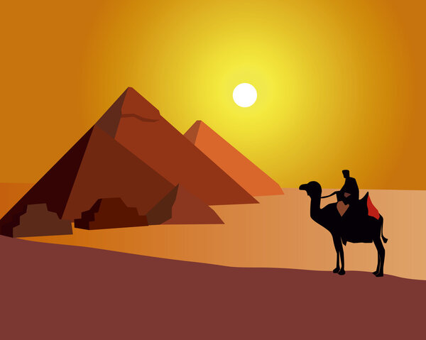 Египетские пирамиды на оранжевом фоне
