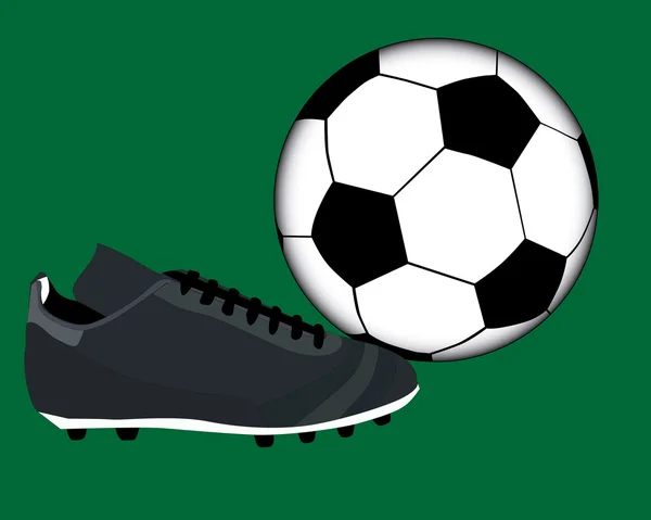 Bota de futebol e bola — Vetor de Stock