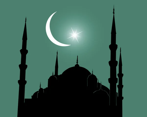 Silueta de mezquita en Estambul sobre un fondo oscuro — Vector de stock