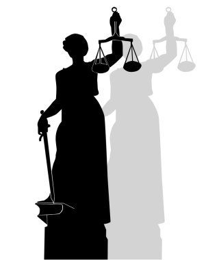Silhouette of a statue of a Themis clipart