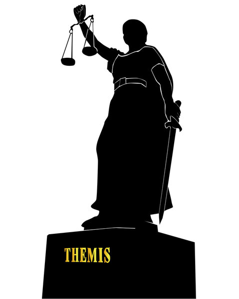 Silhouette of a statue of a Themis