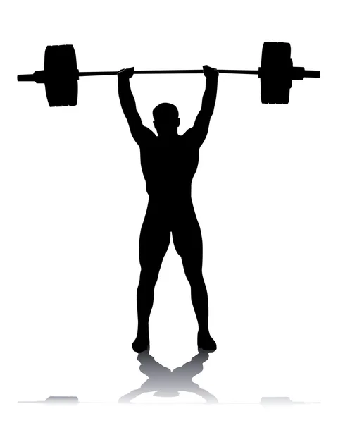 Silhouette of the weight-lifter — Stock Vector