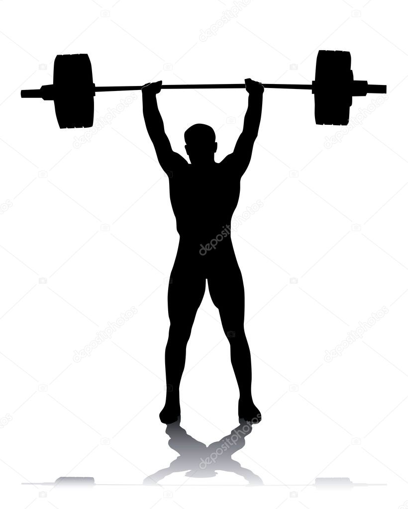 Silhouette of the weight-lifter