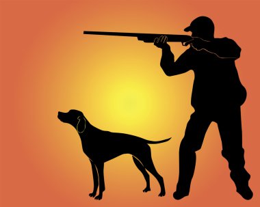 Black silhouette of the hunter clipart