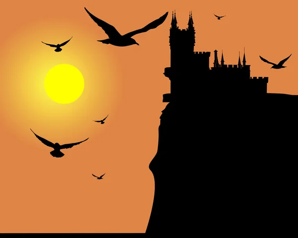Silhouette a swallow's nest in Crimea — Stock Vector