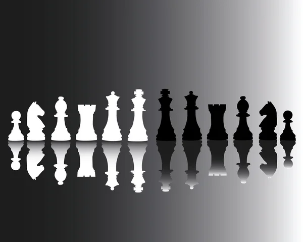 Schwarz-weiße Schachfiguren — Stockvektor