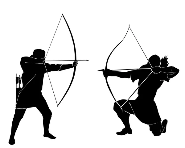 Две стрелы из лука целятся друг в друга. — стоковый вектор