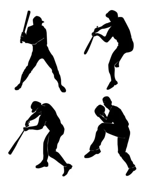 Silhuetas de jogadores de beisebol —  Vetores de Stock