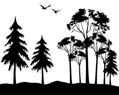 Black silhouette of wood clipart