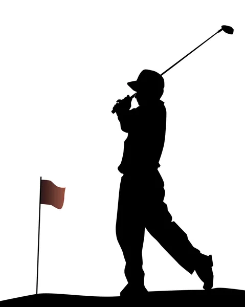 Silhouette del golfista — Vettoriale Stock