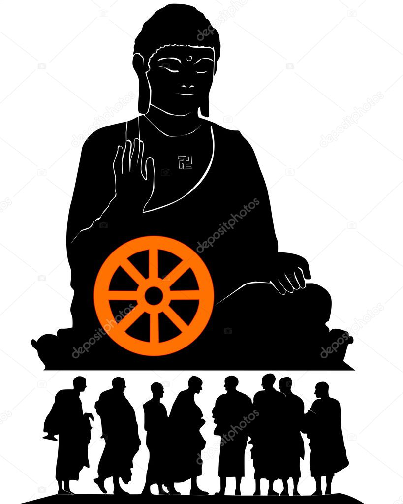 Silhouette of a monument of the Buddha