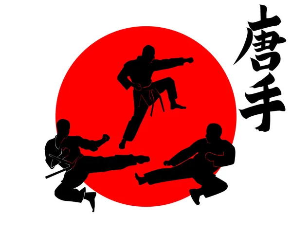 Üç siluetleri karate — Stok Vektör