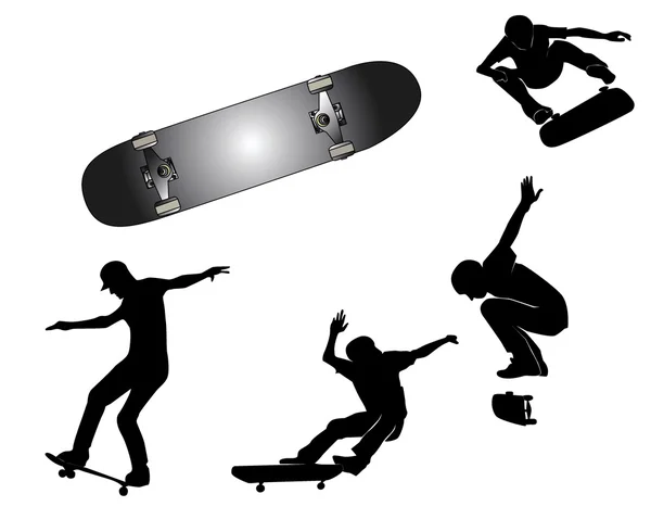Gruppe spielt Skateboards — Stockvektor