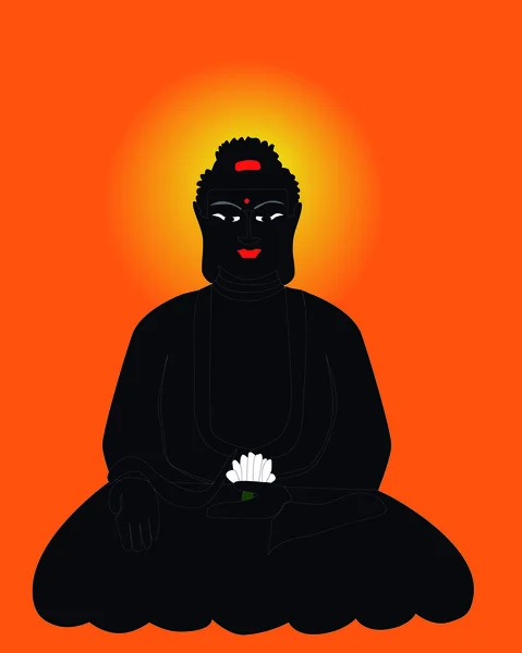 Siluet Buddha - Stok Vektor