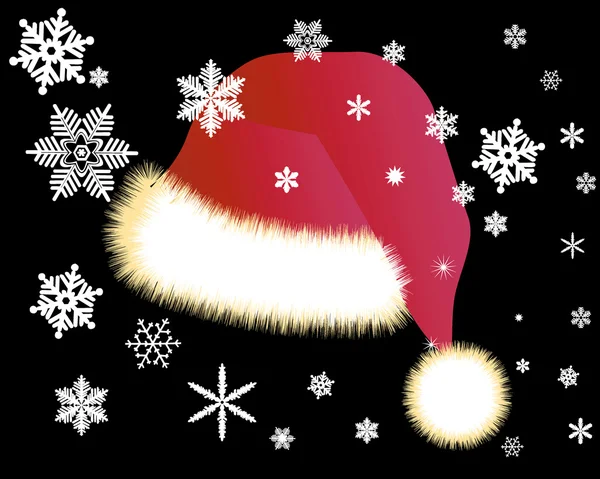 Casquette rouge avec flocons de neige blancs — Image vectorielle