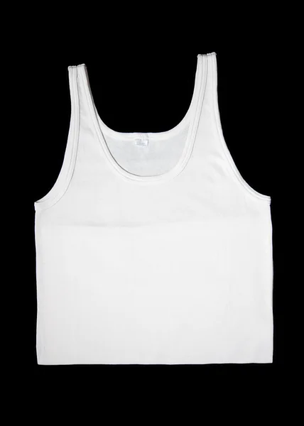 Men white sleeveless underwear isolated at black background — Stock Photo, Image