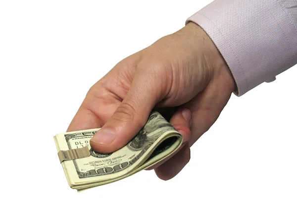 Mão dando uma fiança de dinheiro — Fotografia de Stock