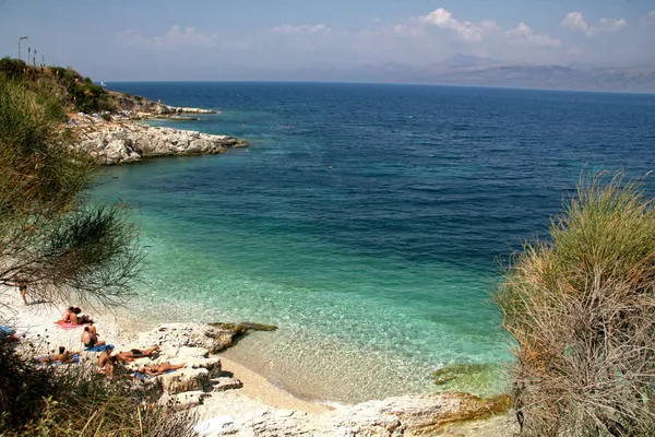 Praia de aquarela na Grécia — Fotografia de Stock