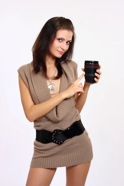 Sexy woman with objective — Stock Photo, Image