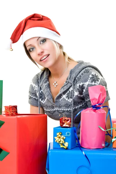 Lovely girl with presents — Stock Photo, Image