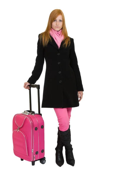 Redhead vrouw gaan reizen — Stockfoto