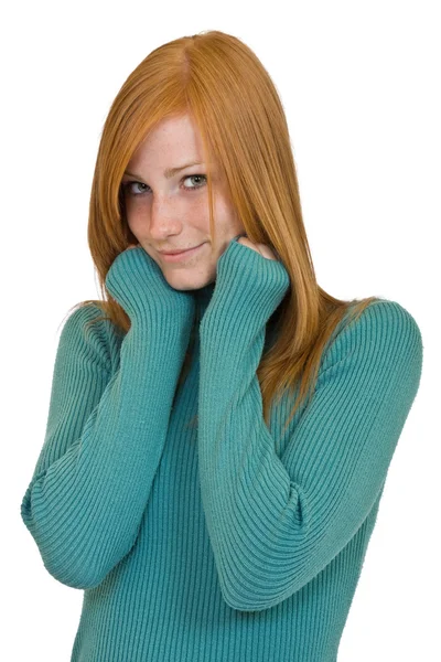 Aranyos vörös hajú nő portré — Stock Fotó