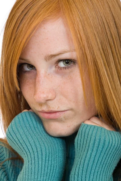 Güzel kızıl saçlı kadın portresi — Stok fotoğraf