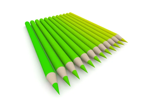 蜡笔颜色光谱-绿色 — 图库照片