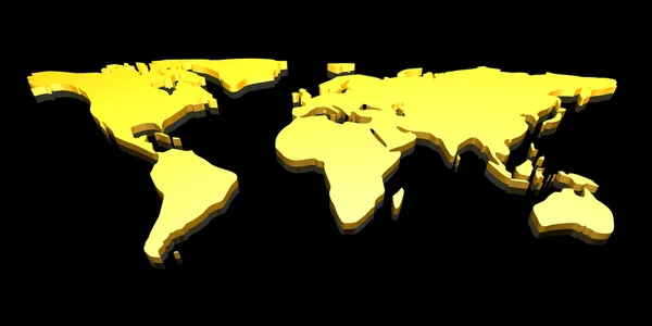 Golden 3D World map — Stock Photo, Image