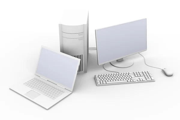 Computador portátil e desktop — Fotografia de Stock
