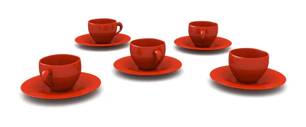 Xícaras de café vermelho — Fotografia de Stock