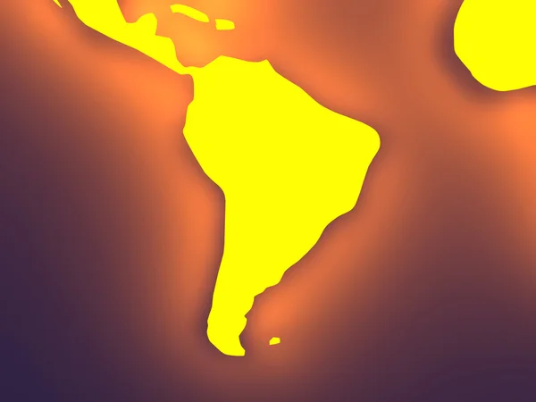 Mappa del mondo incandescente - Sud America — Foto Stock