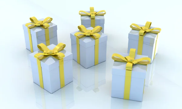 Ajándék dobozok - kék környezet — Stock Fotó