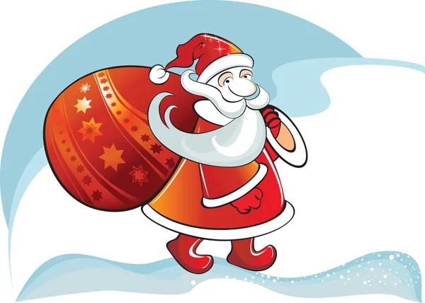 新的一年冬季圣诞卡片与圣诞老人 — 图库矢量图片