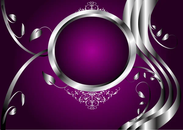 A silver and purple floral design — Stock Vector