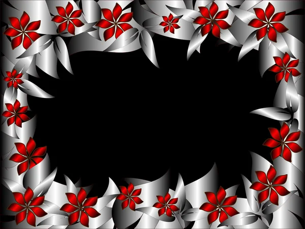 Un cadre floral avec bordure feuille d'argent — Image vectorielle
