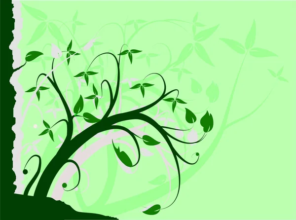 Un fondo floral verde — Vector de stock
