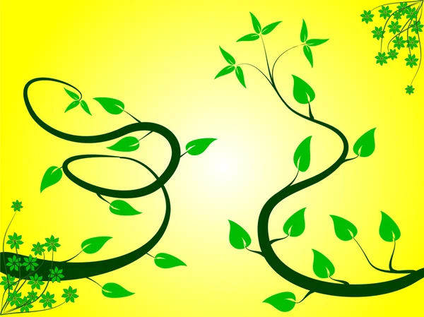绿色和黄色的花卉背景 — 图库矢量图片