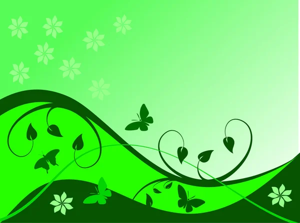 녹색 꽃 배경 그림 — 스톡 벡터
