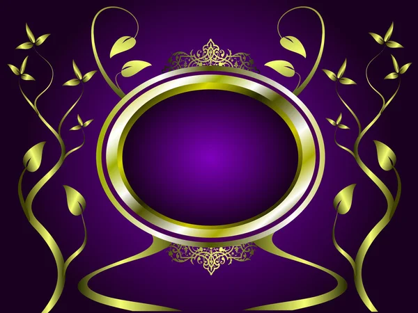 Diseño floral abstracto de oro y púrpura — Vector de stock