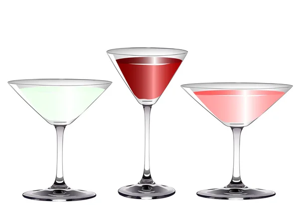 Three Drinks Glasses Isolated on White — Stock Vector