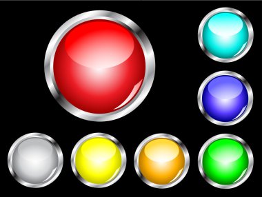 A set of seven glossy web buttons clipart