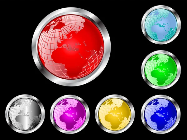 Um conjunto de terra globo web botões — Vetor de Stock
