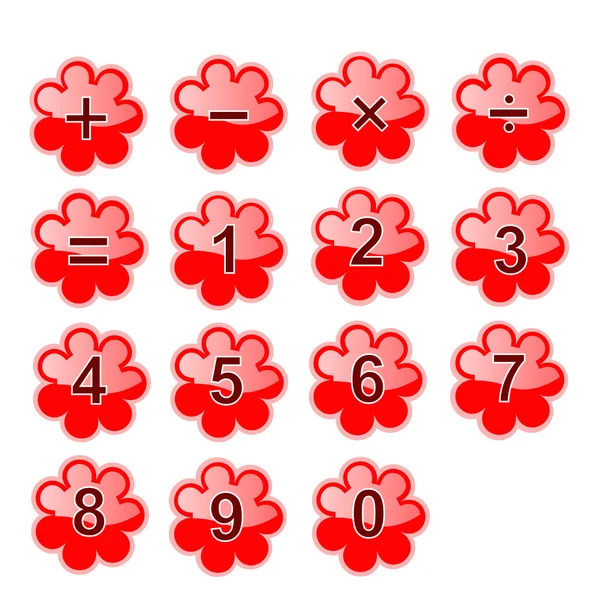 Childrens Red Calculator Buttons — Stock Vector